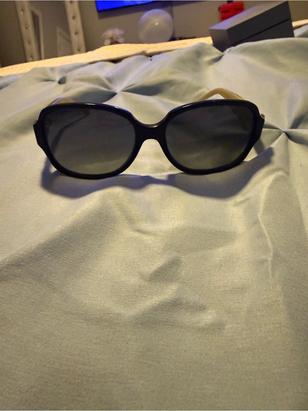 Tory Burch TY7073 Polarized Sunglasses Black & Ivory/Gold